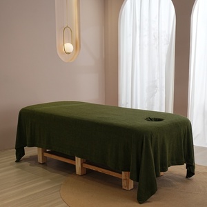 Couvertures en molleton <span class=keywords><strong>polaire</strong></span> vert olive Table de massage Ensemble de jupe de lit Ultra doux, chaud et confortable Ensemble de draps de table de massage - Product Image 2