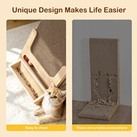 Maison à gratter pour chat en carton moderne avec support en bois et coussin remplaçable pour chats d'intérieur