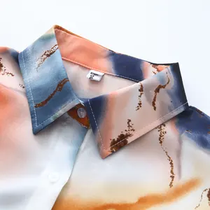 Muestra gratis Impreso Personalidad colorido Nuevo Vintage Tie-dye Diseño Sentido de gama alta Blusa de satén Francés extranjero Mujer