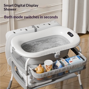 2-in-1 Diaper <b>Changing</b> <b>Table</b> Baby Care <b>Table</b> Newborn <b>Foldable</b> Multifunctional with Roller Adjustable Storage Space Massage Touch - Product Image 3