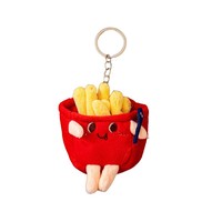 Porte-clés en peluche super doux et créatif, motif frites et hamburger, en coton PP, idéal pour les breloques de sac à dos des couples