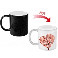 Impression par sublimation personnalisée 11oz couleur noire changeante tasse à café romantique en céramique café lait tasses magiques avec poignée