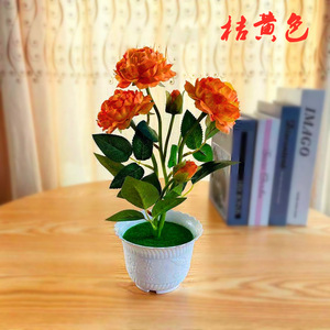 ต้นกุหลาบประดิษฐ์ในกระถาง ขนาด 34 ซม. ดอกไม้ผ้าไหม ของตกแต่งบ้าน - Product Image 4