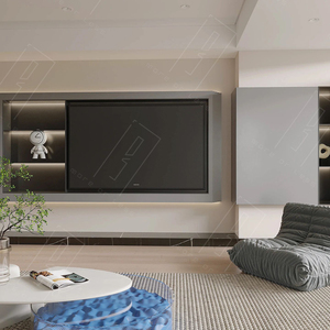 Mobile <span class=keywords><strong>TV</strong></span> Moderno in Offerta, Supporto <span class=keywords><strong>TV</strong></span> Grigio Bianco Nero, Sospeso a Parete con Vano Nascosto, Arredamento per Soggiorno e Appartamento - Product Image 4