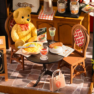 Robotime Rolife 3D puzzle in <span class=keywords><strong>legno</strong></span> assemblati giocattoli DG167 alticcio ristorante Kit fatto a mano fai da te casa in miniatura - Product Image 4