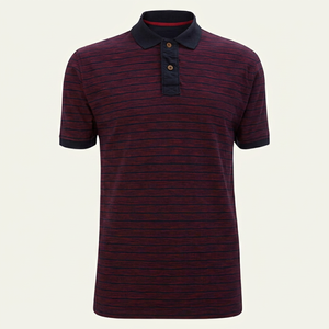Polo a Rayas para Hombre, Manga Corta, Corte Regular, Tejido de Punto, Diseño Informal con Ribete en Contraste - Product Image 1