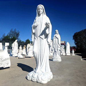 Décoration d'église moderne grandeur nature <span class=keywords><strong>vierge</strong></span> <span class=keywords><strong>enceinte</strong></span> <span class=keywords><strong>Marie</strong></span> et enfant bébé sculpture à vendre statue en marbre blanc - Product Image 3