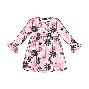 Robes et barboteuses d'Halloween roses personnalisées pour bébés filles, tenues assorties pour sœurs, vente en gros, vêtements de boutique d'usine - Product Image 5