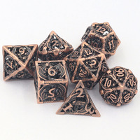 Ensemble de dés en métal creux en gros-Laiton, polyèdre multicolore pour le MDN et RPG de table