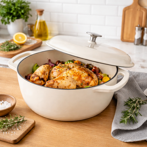 Olla de Cocina de Metal Esmaltado con Doble Asa, Cacerolas Redondas y Olla para Sopa, Hierro Fundido, Sartén con Tapa - Product Image 6