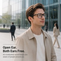 Lunettes de traduction IA en temps réel multilingues, lunettes audio intelligentes à oreille ouverte pour réunions d'affaires