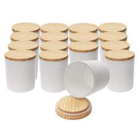 Pot de bougie de Noël en verre transparent de livraison rapide avec couvercle en bois bocaux de bougie vides en vrac environnementaux et boîte pour la fabrication de bougies