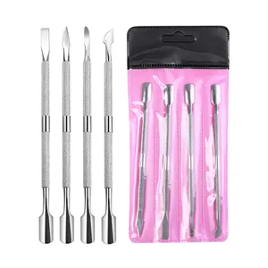 Professional manicure and pedicure cleaning tools stainless steel cuticle pusher set for finger nail and toenail