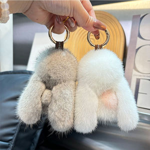 Porte-clés en peluche de dessin animé 2025, nouveau, mignon, en fourrure de lapin, <span class=keywords><strong>pompon</strong></span>, pour couple, sac, voiture, coloré, bijoux, cadeaux - Product Image 3