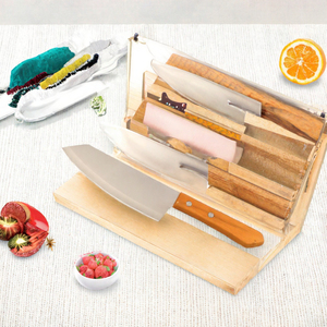 Couteau de chef en acier inoxydable, couteau de cuisine pour trancher et hacher, manche en bois naturel, hachoir à viande en acier inoxydable, couteau de cuisine - Product Image 3
