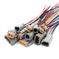 Kabel Harness Pigtail Konektor Tahan Air 4 Pin Kustom, Kabel Otomotif Abu-abu Male Female untuk Truk, Mesin Off-road, Lampu LED
