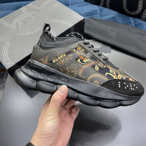 Sneakers décontractées Chain Reaction de qualité supérieure pour hommes, chaussures de créateur de luxe à plateforme, baskets réfléchissantes vintage pour hommes - Product Image 1
