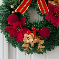 Guirlande avec poinsettia pour Noël, décoration de porche, ornement de maison, décoration suspendue, accessoire photo, porte d'entrée