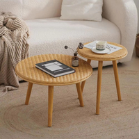 Tables basses gigognes rondes en bambou naturel tressé avec finition laquée, faciles à assembler, durables et modernes, pour salon, meubles de maison