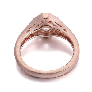 Provence custom Unisex Brushed texture 18k rose gold ring 1carat Asscher Cut White moissanite ring Anniversary Party Gift - Product Image 3