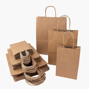 定制棕色白色小牛皮纸袋与亨德尔的购物礼品食品包装用自己的logo印花