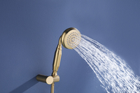 Ensemble de douche et baignoire moderne en laiton doré avec inverseur, robinet mural finition chromée avec douchette à main
