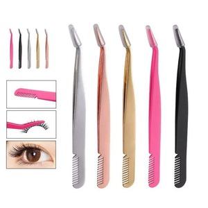 Pinza para Pestañas de Acero Inoxidable con Logotipo Personalizado, Aplicador de Pestañas Color Oro Rosa con Peine - Product Image 2