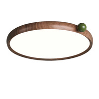 Nouvelle lampe de plafond pour chambre à coucher, forme de cookie, couleur noyer, style médiéval, LED protectrice pour les yeux, couvercle en acrylique, luminaire en fer
