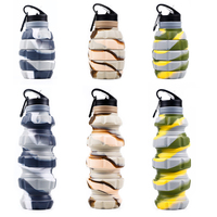 Portable Silicone Pliable Personnaliser Réutilisable Pliable Voyage Café Tasse D'eau Pliant Camping En Plein Air Voyage Tasse Avec Couvercle