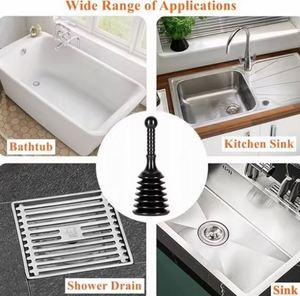 Déboucheur de toilettes accordéon noir avec plateau de rangement noir pour le nettoyage des toilettes - Product Image 3
