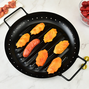 <span class=keywords><strong>Wok</strong></span> à griller rond avec poignée Panier à œufs et légumes Accessoire de barbecue Outils de barbecue Crevettes Viande et légumes Camping en plein air Ustensiles de cuisine - Product Image 4