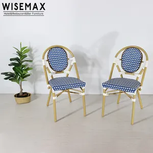 Мебель WISEMAX, дешевая ретро мебель для французского бистро, кафе, сада, уличная мебель, пластиковый синий обеденный стул, плетеные стулья из ротанга