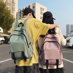 Öğrenciler sırt çantası saf renk unisex sırt çantası çok fonksiyonlu eğlence sırt çantası büyük kapasiteli genç basit moda
