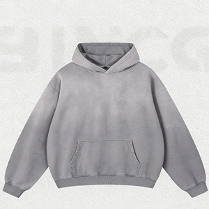 Trendy Acid Wash 100% Cotton Hooded Sweatshirt 3D Embroidery Custom Logo Vintage Style <b>Men's</b> Eco-Friendly Autumn Soft Breathable - Product Image 6