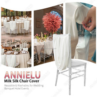 Housse de dossier de chaise Chiavari en spandex drapé effet cascade ANNIELU, extensible et amovible, pour décoration de mariage, de fête ou d'événement