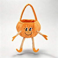 Nouvel Arrivage Sac à bonbons en peluche à motif visage de fantôme et de monstre, avec membres 3D et longue poignée, pour la collecte de bonbons, faible MOQ