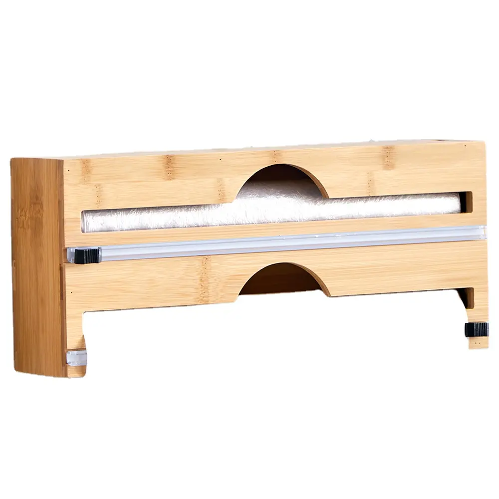 Dispensador de papel para gavetas, dispensador de papel de parede para gaveta, de bambu e alumínio com cortador