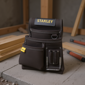 Stanley Leather <b>Nail</b> Hammer Holder Tool <b>Pouch</b> With Multiple Pockets For Construction Use - Product Image 3