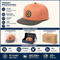 Casquette de baseball personnalisée à visière plate couleur pêche, 6 panneaux, snapback, visière en daim brodée, réglable, pour le sport, vente en gros, OEM, faible MOQ
