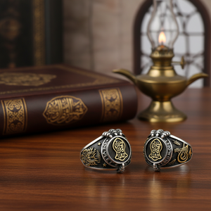 925K Sterling <b>Silver</b> Art Nalain Shareef Ottoman Tugra Ottoman Coat of Arms Claws <b>Men</b> <b>Ring</b> - Product Image 3