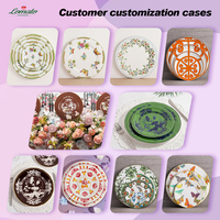 Assiettes en céramique blanches unies avec logo personnalisé, bord festonné, en porcelaine fine, pour cadeau de mariage, vente en gros