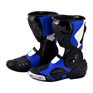 Botas de Cuero para Motociclistas, Transpirables, Resistentes al Viento, con Diseño de Logotipo en la Parte Superior, para Motociclismo, Unisex, para Todas las Estaciones - Product Image 1