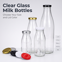 Bouteille de jus en verre transparente ronde de luxe de 16 oz et 32 oz pour le lait avec bouchon à vis en métal