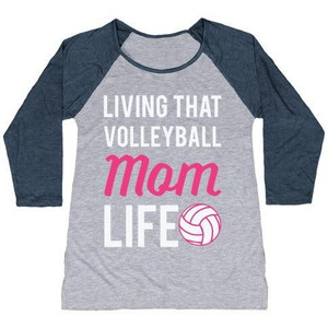 การใช้ชีวิตแบบวอลเลย์บอลแม่ชีวิตเสื้อยืดเบสบอลสามส่วนของผู้หญิง - Product Image 4