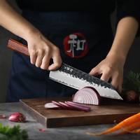 Couteau Bunka en acier composite à haute teneur en carbone HEZHEN, manche en bois fait main, couteaux de cuisine pour chef