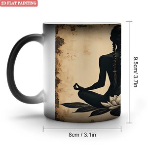 Frosted Black <b>Ceramic</b> <b>Mug</b> 11oz Heat Activated Yoga Design Cup - Product Image 1