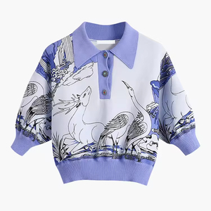 Maglione Personalizzato Estivo con Collo a Polo, Maglioni Lavorati a Maglia con <span class=keywords><strong>Motivi</strong></span> Cartoon per Donne e Ragazze, Produttore di <span class=keywords><strong>Maglieria</strong></span> Femminile - Product Image 4