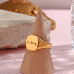 Cincin Inisial Huruf Baja Anti Karat Dreamshow, Cincin Inisial Huruf Emas Kustom, Cincin Inisial Kepribadian - Product Image 2