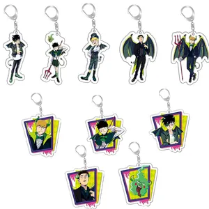 관련 제품 새로운 애니메이션 Mob Psycho 100 Mobu Saiko Hyaku 금속 열쇠 고리 반지 귀여운 가방 펜던트 pvc 소재 장식 만화