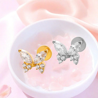 Gaby ASTM-F136 Titane Clous d'oreille Labret en Titane ASTM-F136 avec Zircons Pavés pour Cartilage et Tragus, Bijoux de Piercing pour Mariages